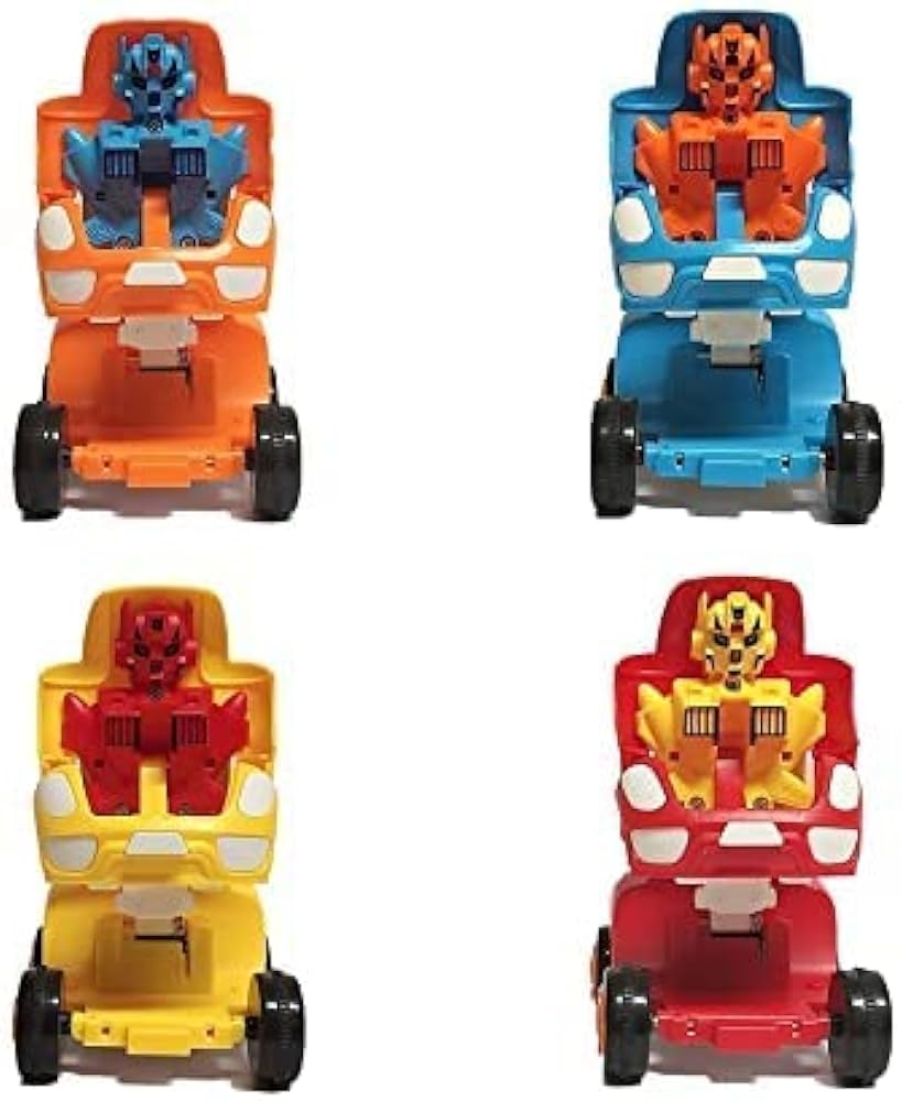 JoyMates Transforming Car to Robot Toy – Friction Powered Push & Go Bump and Transform Vehicle for Kids– PACK OF 2.