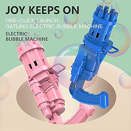 JoyMates 8 Hole Electric Gatling Bubble Gun for Kids with Soap Solution Indoor and Outdoor Toys for Toddlers Bubble Maker Gun Machine for Girls, Boys and for Parties (Multicolor, 3+ Year)