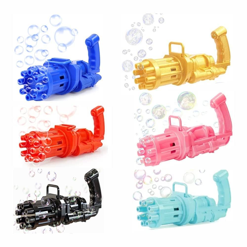 JoyMates 8 Hole Electric Gatling Bubble Gun for Kids with Soap Solution Indoor and Outdoor Toys for Toddlers Bubble Maker Gun Machine for Girls, Boys and for Parties (Multicolor, 3+ Year)