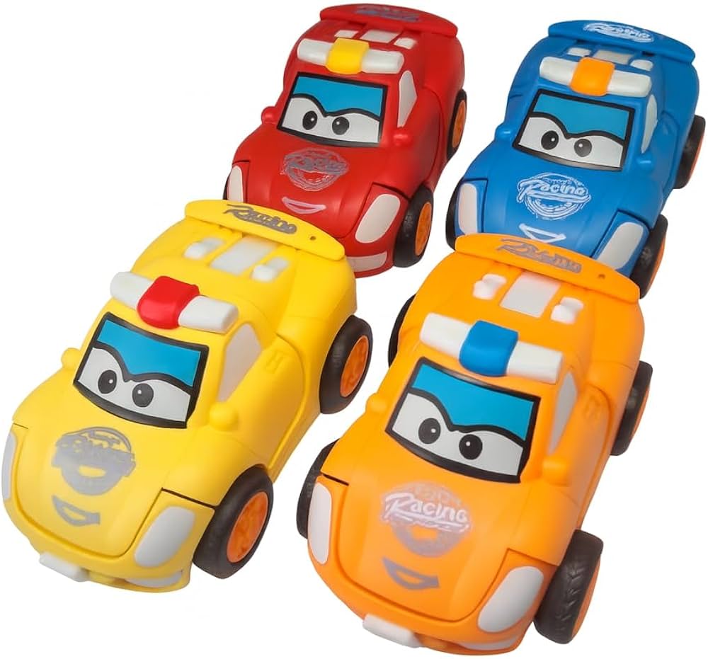 JoyMates Transforming Car to Robot Toy – Friction Powered Push & Go Bump and Transform Vehicle for Kids– PACK OF 2.