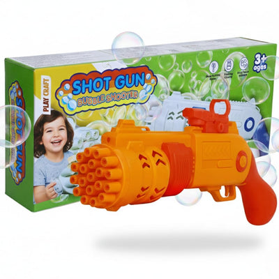 JoyMates Shot Gun Bubble Shooter for Kids |19 Hole Automatic Bubble Blaster | Battery Operated with Bubble Solution & Tray | Outdoor and Indoor Party Toy | Age 3+ for Girls and Boys