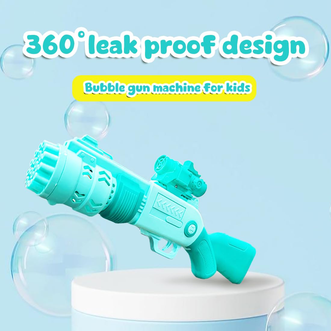 JoyMates Portable 19-Hole Electric Bubble Gun Machine for Kids, 5000+ Bubbles Per Minute, For Indoor & Outdoor Play.