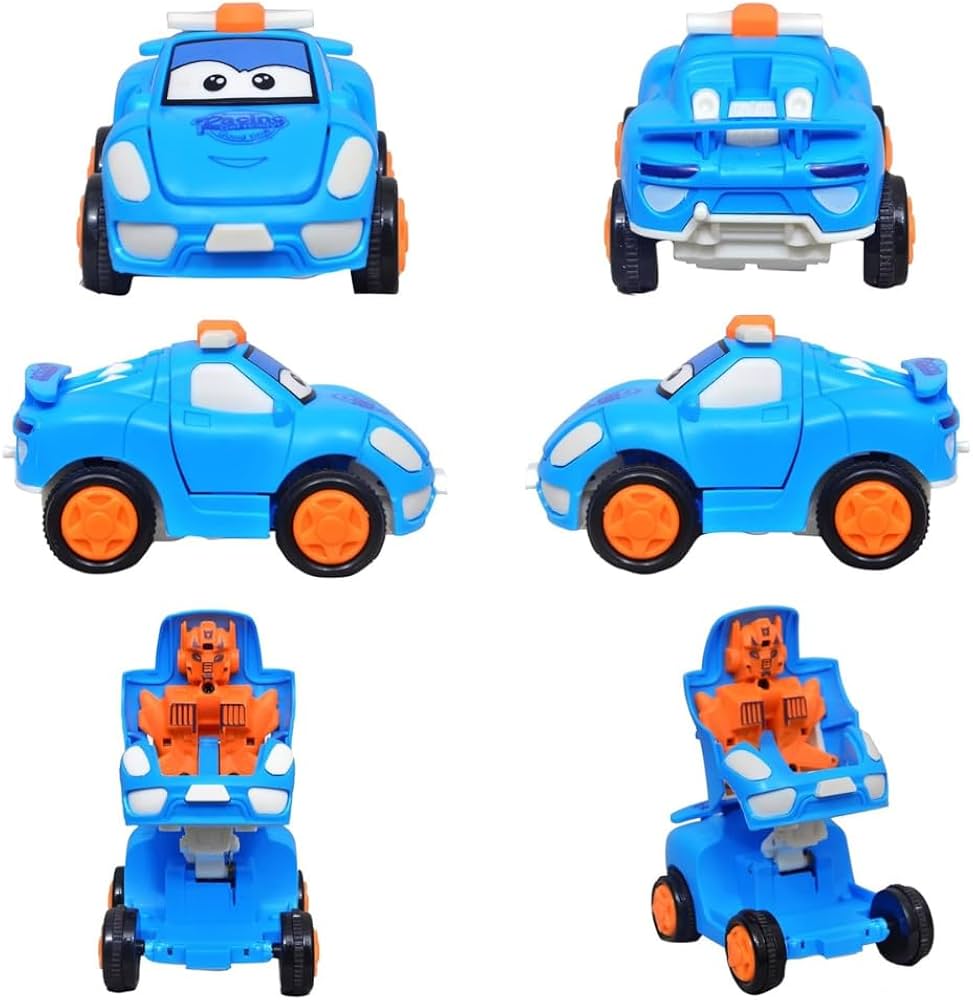 JoyMates Transforming Car to Robot Toy – Friction Powered Push & Go Bump and Transform Vehicle for Kids– PACK OF 2.