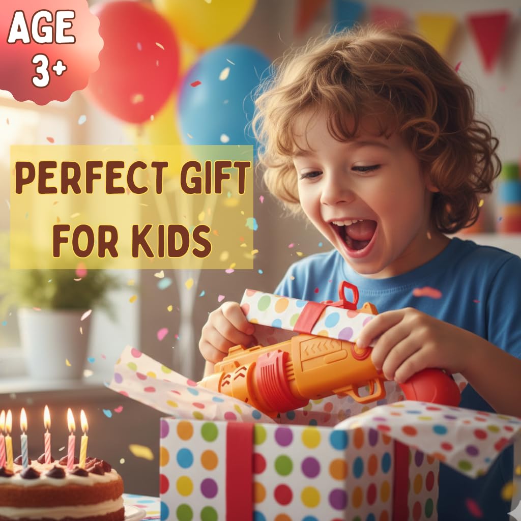 JoyMates Shot Gun Bubble Shooter for Kids |19 Hole Automatic Bubble Blaster | Battery Operated with Bubble Solution & Tray | Outdoor and Indoor Party Toy | Age 3+ for Girls and Boys