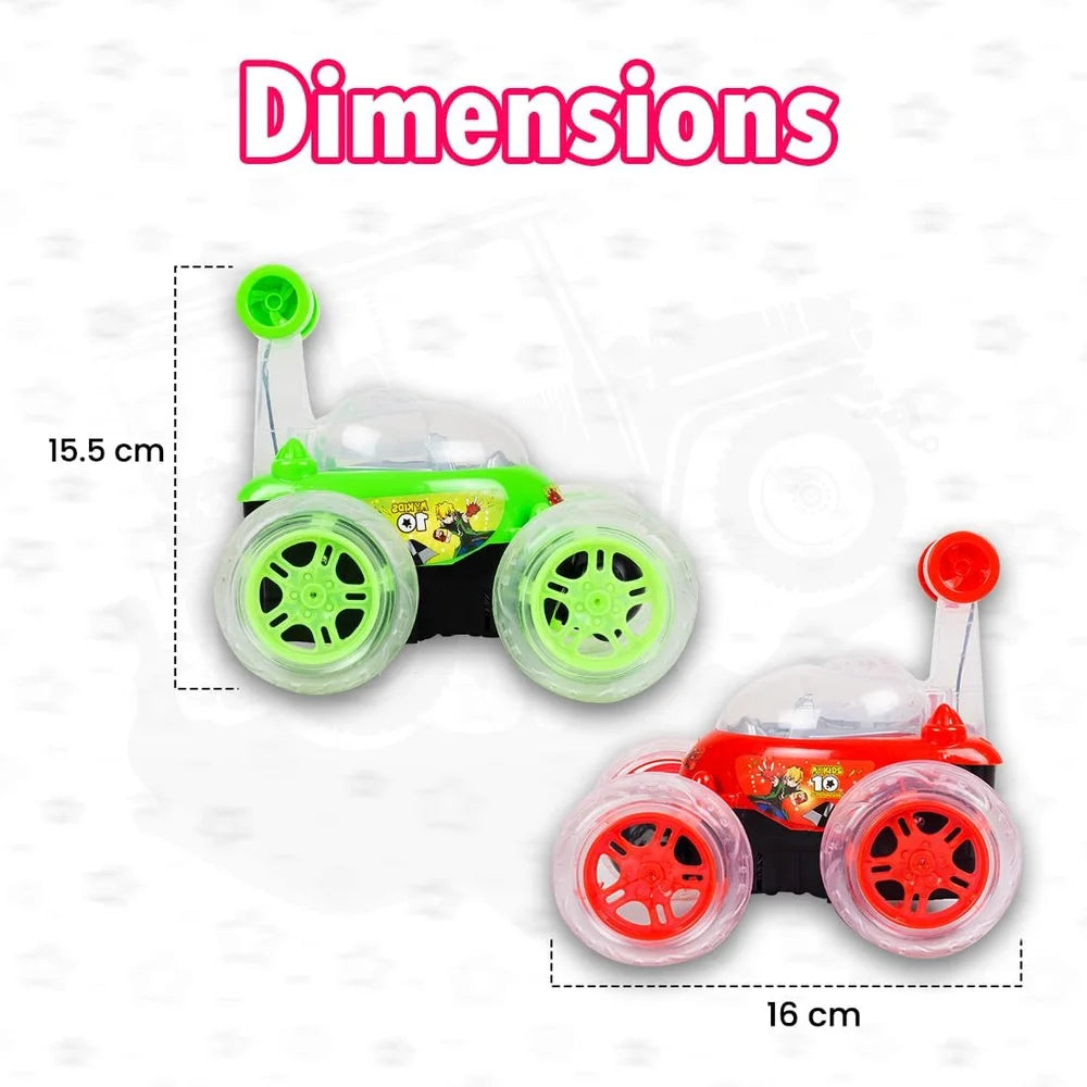 JoyMates Rechargeable 360 Degree Rotation Stunt King Remote Control Stunning Moves Car Toy for Kids with Colorful Flashing Lights and Dynamic Music - Multicolor (Color As Per Stock)