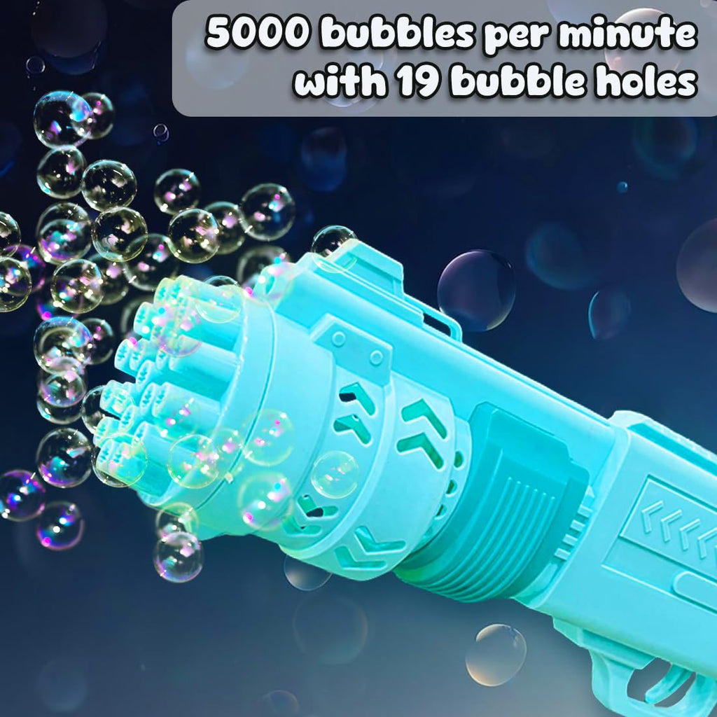 JoyMates Portable 19-Hole Electric Bubble Gun Machine for Kids, 5000+ Bubbles Per Minute, For Indoor & Outdoor Play.