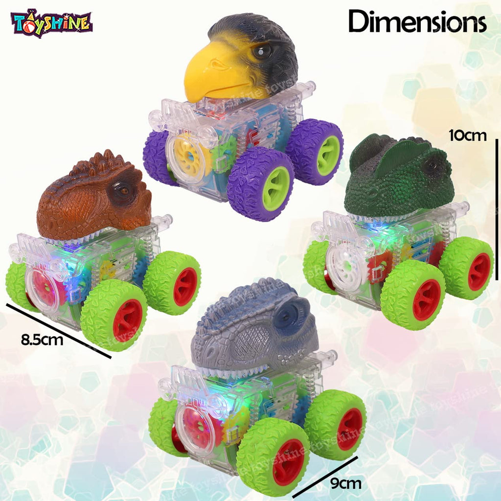 Funny Dino Pack of 2 Automobile Car Toy Set, Friction Powered Toy Vehicle Play Set for Kids