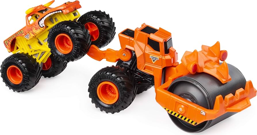 JoyMates Dirt Squad 3-Pack of Monster Trucks with Moving Parts, 1:64 Scale Die-Cast Vehicles.