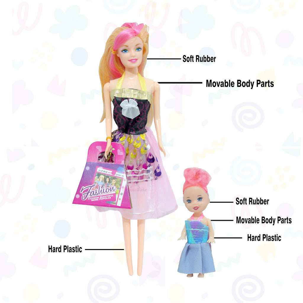 JoyMates Doll Mom With Doll Kid Set With Cloths And Accessories.