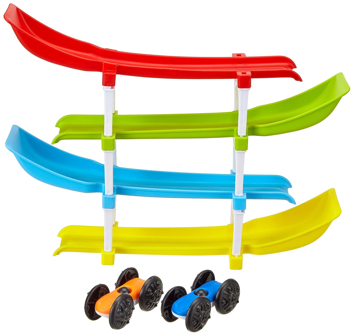 JoyMates 4 Level Ramp Race Gift for Kids | 2 Cars with 4 Ramps and Race Track for 1, 2, 3 Toddlers, Boys & Girls Educational Vehicle with Figures.