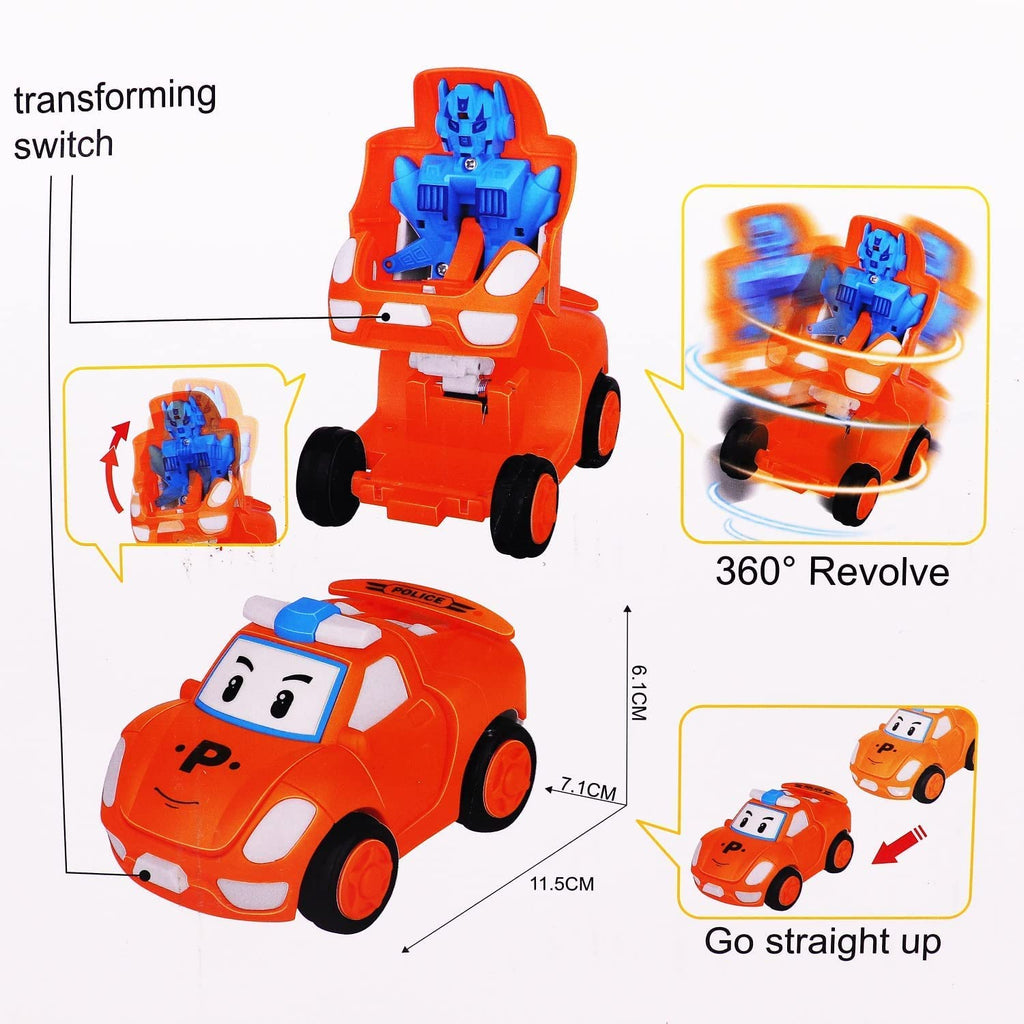 JoyMates Transforming Car to Robot Toy – Friction Powered Push & Go Bump and Transform Vehicle for Kids– PACK OF 2.