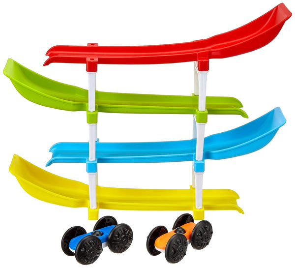 JoyMates 4 Level Ramp Race Gift for Kids | 2 Cars with 4 Ramps and Race Track for 1, 2, 3 Toddlers, Boys & Girls Educational Vehicle with Figures.