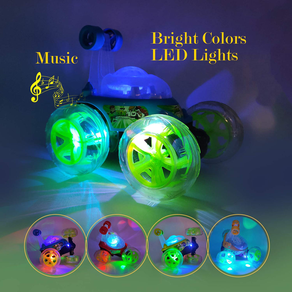 JoyMates Rechargeable 360 Degree Rotation Stunt King Remote Control Stunning Moves Car Toy for Kids with Colorful Flashing Lights and Dynamic Music - Multicolor (Color As Per Stock)