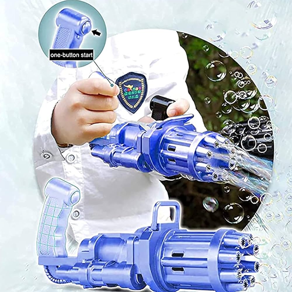 JoyMates 8 Hole Electric Gatling Bubble Gun for Kids with Soap Solution Indoor and Outdoor Toys for Toddlers Bubble Maker Gun Machine for Girls, Boys and for Parties (Multicolor, 3+ Year)