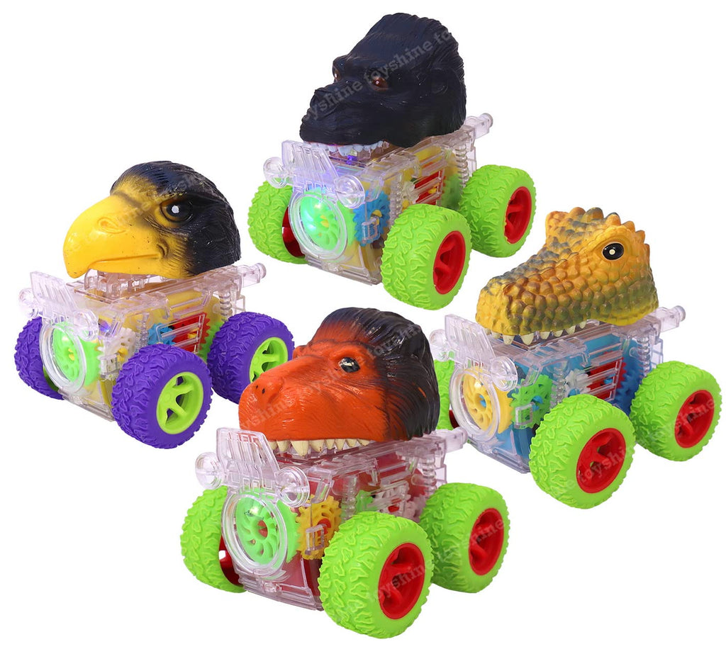 Funny Dino Pack of 2 Automobile Car Toy Set, Friction Powered Toy Vehicle Play Set for Kids