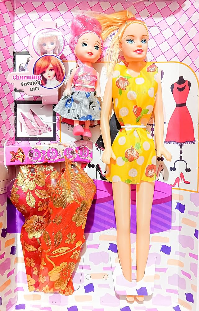 JoyMates Doll Mom With Doll Kid Set With Cloths And Accessories.