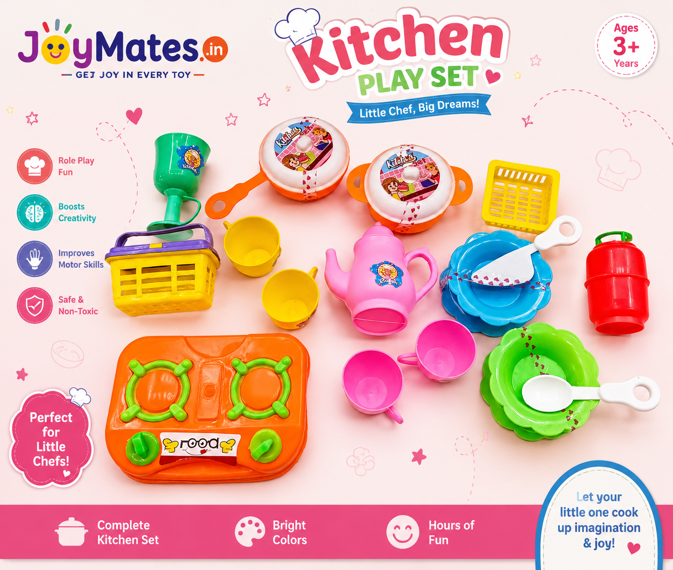 JoyMates Khana Khazana 20 Pieces kitchen set For Kids.
