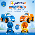 JoyMates Transforming Car to Robot Toy – Friction Powered Push & Go Bump and Transform Vehicle for Kids– PACK OF 2.