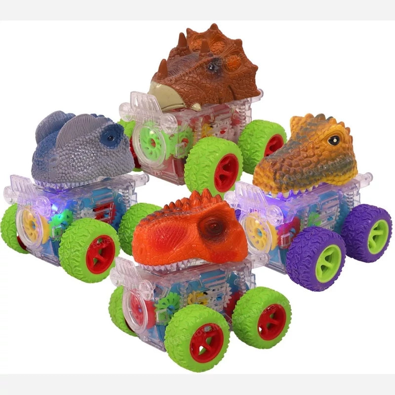 Funny Dino Pack of 2 Automobile Car Toy Set, Friction Powered Toy Vehicle Play Set for Kids
