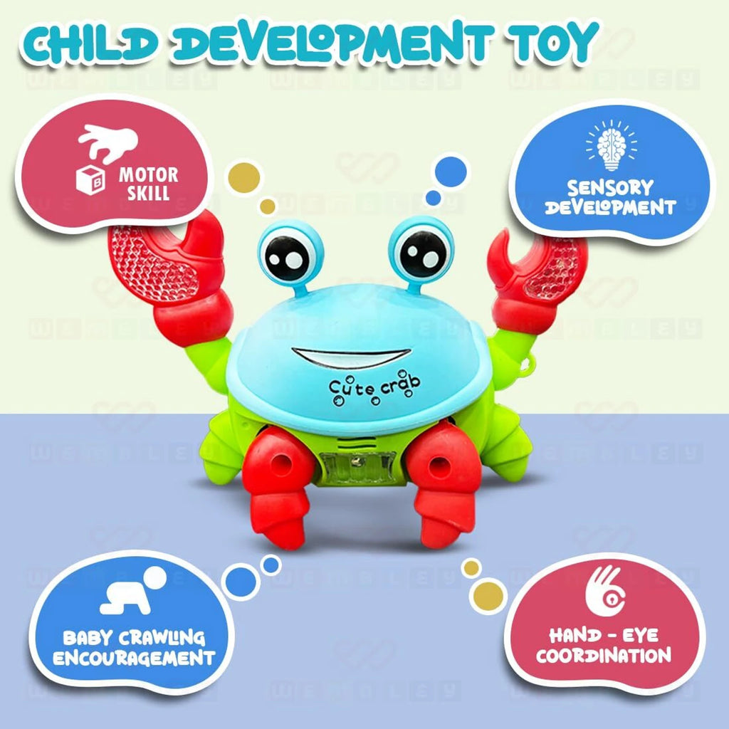JoyMates Crawling Crab Baby Musical Kids Toy With LED Lights And Music Walking Moving for Toddlers (Multicolor).