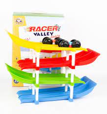 JoyMates 4 Level Ramp Race Gift for Kids | 2 Cars with 4 Ramps and Race Track for 1, 2, 3 Toddlers, Boys & Girls Educational Vehicle with Figures.