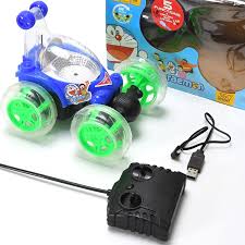 JoyMates Rechargeable 360 Degree Rotation Stunt King Remote Control Stunning Moves Car Toy for Kids with Colorful Flashing Lights and Dynamic Music - Multicolor (Color As Per Stock)
