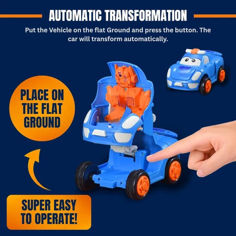 JoyMates Transforming Car to Robot Toy – Friction Powered Push & Go Bump and Transform Vehicle for Kids– PACK OF 2.